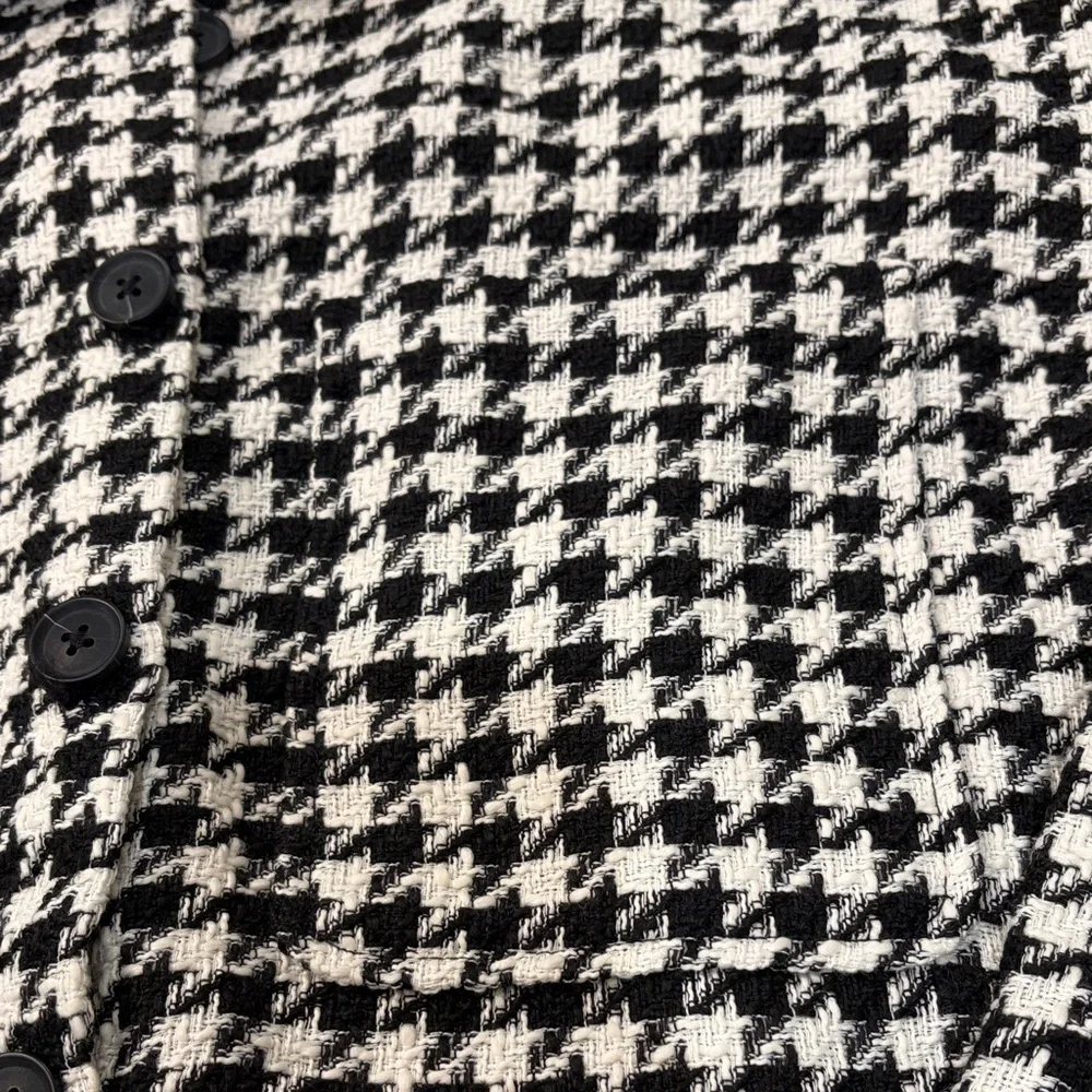 a new day Women's Long Sleeve Tweed Shacket - Black/Cream Houndstooth/NWT/M - Picture 5 of 11